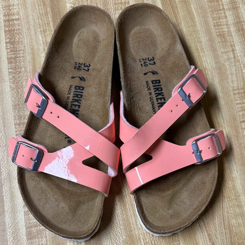 Coral Birkenstock Double Strap